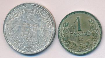 1938. 1P Ag + 2P Ag "Madonna" T:2 patina