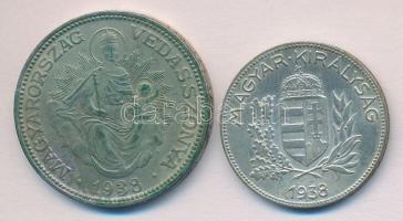 1938. 1P Ag + 2P Ag "Madonna" T:2 patina