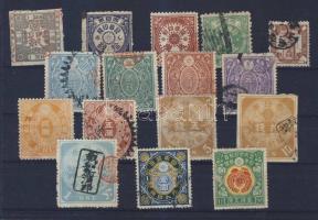 Japán 16 klf régi bélyeg, okmánybélyeg, stb