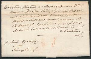 1759 Batthyány Lajos gróf saját kézzel aláírt, magyar nyelvű levele Padányi Bíró Márton veszprémi püspöknek, melyben a plébánosa által hirtelen elhagyott zalaszentgyörgyi plébániára kér új plébánost és megemlíti, hogy a plébániát romos állapotából felújította. Rohonczról Zalaegerszegen át Sümegre, portózva. / 1759 Letter of duke Lajos Batthyány to the bishop of Veszprem. Rohonc-Veszprem with postage due.