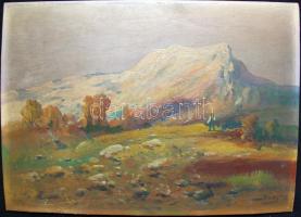 Baky Albert (1868-1944): Sziklás táj, olaj-karton, jelzett, 38x27,5cm