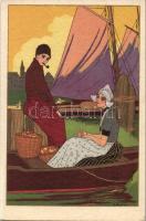Italian art postcard, romantic couple, Élite C.C.M. 2567. s: D. Gobbi, Olasz művészlap, romantikus pár, Élite C.C.M. 2567. s: D. Gobbi
