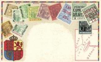 Set of stamps, Mauritius litho