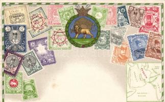 Set of stamps, Persia litho
