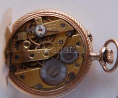 Marie jelzett svájci duplafedelű 14K arany (Au) női zsebóra porcelán számlappal. Javításra szorul (h...