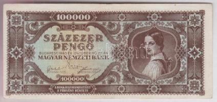 1945. 100.000P (2x) hátlapi színváltozatok (sötét-világosbarna) T:II-