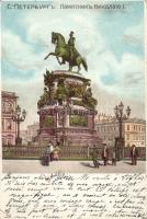 Saint Petersbourg, Petrograd; Nicholas statue litho (EK)