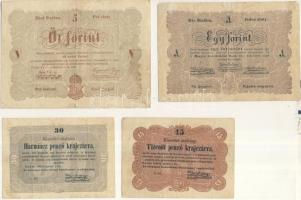 1848-49. 15Kr-tól 100Ft-ig teljes "Kossuth-bankó" sorozat, benne 5Ft kétféle színváltozata...