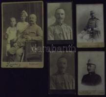 cca 1880-1900 5 db régi keményhátú katonafotó Brenner Keglovics, Rivoli 7x9 és 17x11 cm / Vintage photos of soldiers
