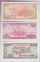 Vietnám 1987-88. 200D + 500D (2x) + 1000D T:I
Vietnam 1987-88. 200 Dong + 500 Dong (2x) + 1000 Dong ...