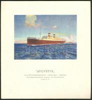 1927 Augustus tengerjáró hajó igényes reklám kiadványa 9db beltéri képpel, mappában 19x21cm
