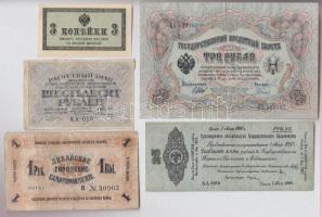 Cári Oroszország/Szovjet Szövetségi Szocialista Köztársaság 1909-1919. 3k + 1R + 3R + 25R + 60R T:I,II,III Russia/Empire/Russian Socialist Federated Soviet Republic 1909-1919. 3 kopeks + 1 Ruble + 3 Rubles + 25 Rubles + 60 Rubles C:Unc,XF,F