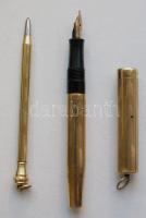 Stilografica márkájú olasz aranyozott stylus és töltőtoll lemezelt arany tollheggyel, eredeti dobozá...
