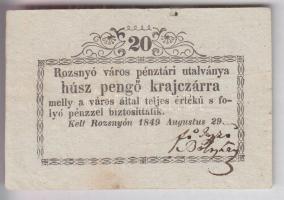Rozsnyó 1849.augusztus 29. 20kr T:III apró szakadás