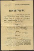 1926 Pesterzsébet városi rendelet vízdíj és szemétdíj tárgyában