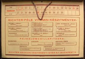 1942 Hiánytalan Richter Gedeon orvosi naptár 41x29cm