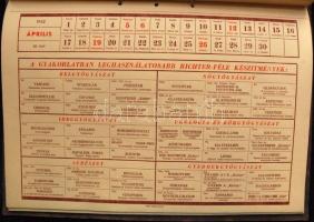 1942 Hiánytalan Richter Gedeon orvosi naptár 41x29cm