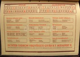 1942 Hiánytalan Richter Gedeon orvosi naptár 41x29cm