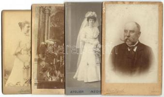 cca 1870-1900 9 db klf keményhátú fotó magyar fotográfusok műtermeiből / Vintage photos with fashion