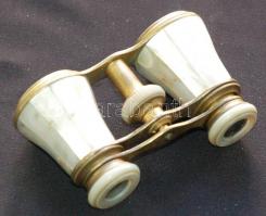 cca 1900 Jelzett "Iris Paris" márkájú réz színházi látcső hibátlan gyöngyházberakással. Ki...