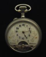 cca 1920 Hebdomas 8 napos, különleges rugós szerkezetű zsebóra, festett porcelán számlappal, előre n...