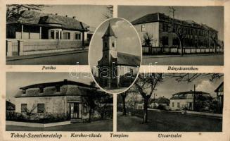 Tokod-Szentimretelep a Kerekes-tőzsdével, gyógyszertárral és bányászotthonnal