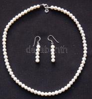 Folyami tenyésztett gyöngy nyaklánc hozzávaló fülbevalóval és ezüst (Ag) szerelékkel / River pearls necklace with earrings and silver accesories