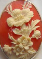 Szecessziós stílusú camea stílusú faragott bakelit medál tenyésztett gyöngyökkel és egy pár fülbeval...