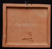 Falra akasztható, jelzett, tűzzománc díszcsempe /
Large tile with enamel decoration 20x18,5cm