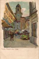 1899 Fiume Piazza delle Erbe litho s: Raoul Frank