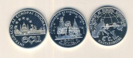 1993-95. 500Ft Ag + 500Ft Ag + 1000Ft Ag "Integráció az EU-ba - ECU" sor T:PP