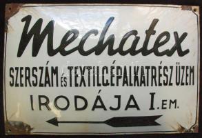 A Mechatex Szerszám és Textilgépalkatrész Üzem eredeti zománcozott cégtáblája 48x32cm
