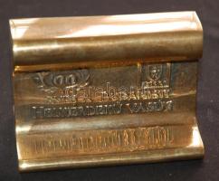 1987 Száz éves a Budapesti Helyiérdekű Vasút, réz síndarab díszdobozban