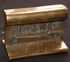 1987 Száz éves a Budapesti Helyiérdekű Vasút, réz síndarab díszdobozban