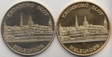 Dánia DN "Kronborg-kastély / Hamlet dán herceg" aranyozott emlékérem (37mm) (2db) T:PP Denmark ND "Kronborg castle / Hamlet prince of Denmark" gold plated medallion (37mm) (2pcs) C:PP