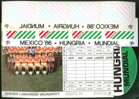 1986 Mexikói Labdarúgó VB magyar csapat relikviák. Könyvjelző, órarend, egyéb