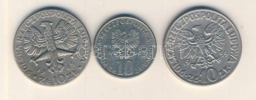 Lengyelország 1959. 10Zl "Kopernikusz" + 1965. 10Zl "Varsó 700 éves" + 1982. 10Zl "Boleslaw Prus" T:2 Poland 1959. 10 Zlotych "M ikolai Kpoernik" + 1965. 10Zl "700th Anniversary of Warsaw" + 1982. 10Zl "Boleslaw Prus" C:XF