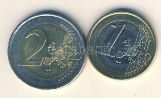 Monaco 2002. 1&#8364; + 2&#8364; T:1- Monaco 2002. 1 Euro + 2 Euro C:AU