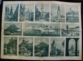 Az ezeréves magyar Felvidék díszes térképe, a Pesti Hírlap ajándéka, a hátoldalán klf városképekkel ...