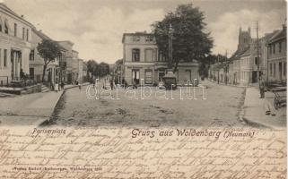 Dobiegniew, Woldenberg; Pariserplatz / square, shop of Max Prochnow (EK)