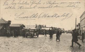 Suwalki market place, German occupation, soldiers encountering Polish-Jewish inhabitants