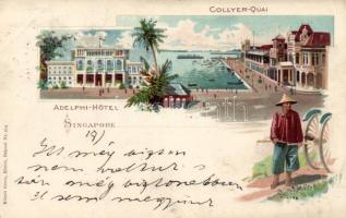 Singapore with Hotel Adelphi litho