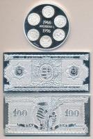 1996. "A kibocsátás 150. évfordulójára" 1946-os 10Ft-ost formázó Ag(999) emlékplakett (1,5...