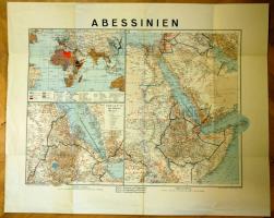 1935 Abesszinia térkép 6 Map of Abessinaia Velhagen und Klasings 67x50 cm