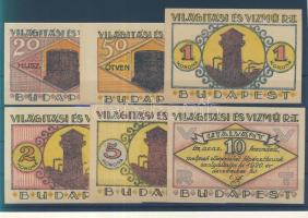 Budapest 1920. "Világítási és Vízmű R.T." 20f, 50f, 1K, 2K, 5K, 10K T:I