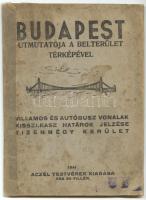 1941 Budapest útmutatója a belterület térképével. villamos és autóbusz vonalak, Ragasztott gerinc
