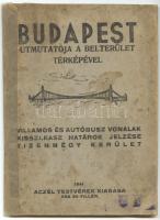 1941 Budapest útmutatója a belterület térképével. villamos és autóbusz vonalak, Ragasztott gerinc