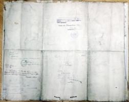 1911 Orvosi diploma függőpecsét nélkül, hajtásnyomokkal. Pergamen 60x50 cm