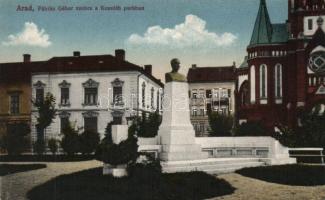 Arad Kossuth square, Fábián Gábor statue, Divald & Monostory