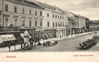 Kolozsvár Mátyás square with the shop of Milan Schuster (EK)